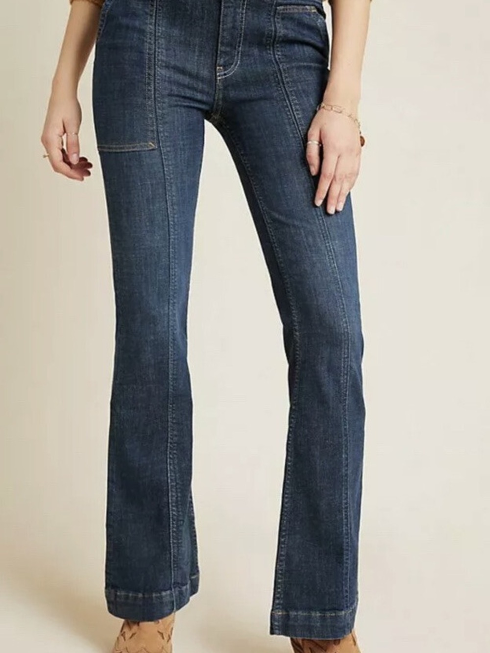 Anthropologie Dark Blue High-Rise Flare Jeans